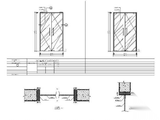 双开钢门套 玻璃 通用节点