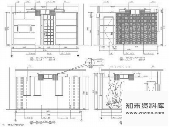 图块/节点花卉白描装饰包厢立面图