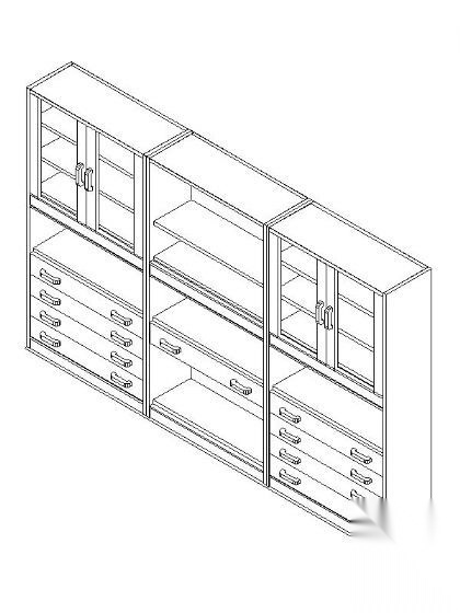 书柜CAD三维图块