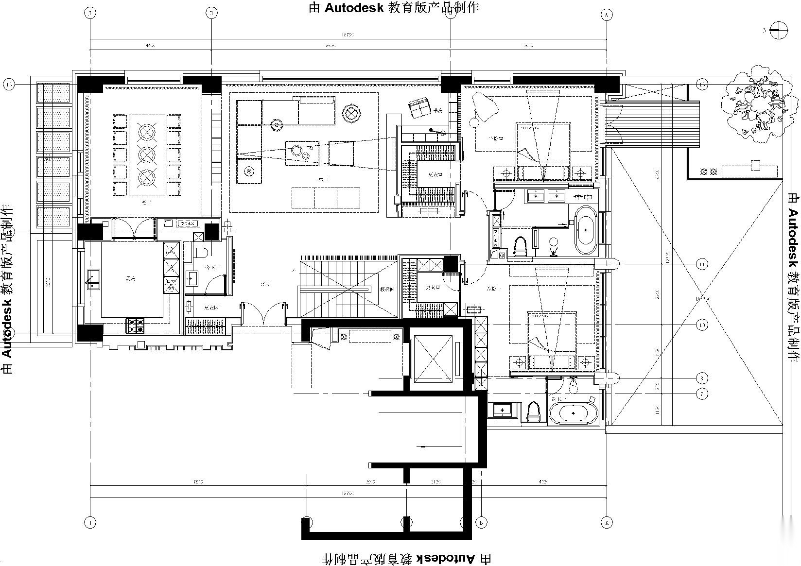 [北京]中赫万柳书院C2户型叠层样板房施工图 平层