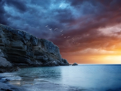 海边夕阳