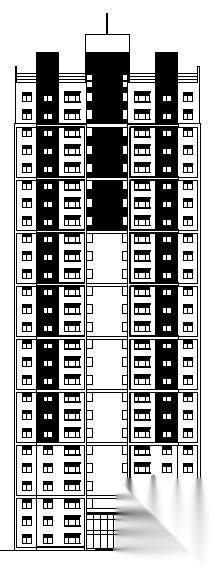 青岛某花园小区高层塔式住宅建筑方案图(1#2#楼)