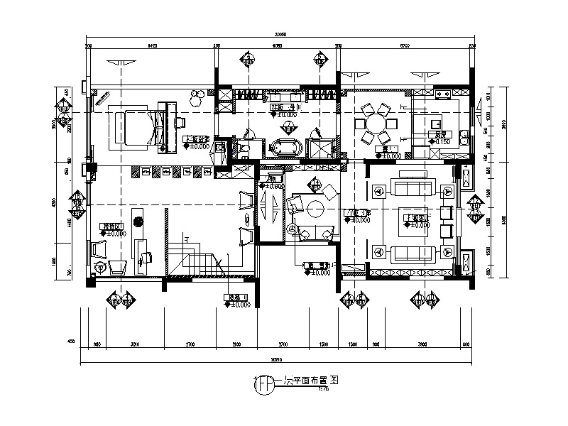 别墅楼办公室设计CAD施工图（含效果图）