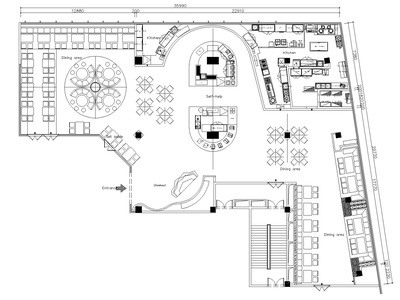 芜湖宋家弘鼎海鲜自助装饰施工图+效果图