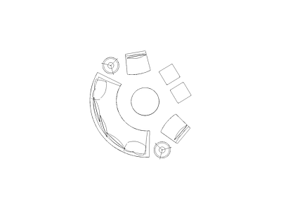 工装办公家具图块 异形沙发