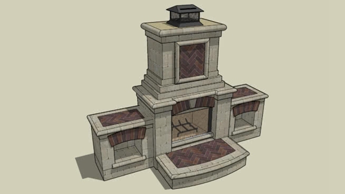 大理石壁炉 草图大师模型