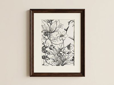 棕色边框植物挂画挂画
