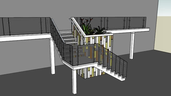 铁艺楼梯 草图大师模型
