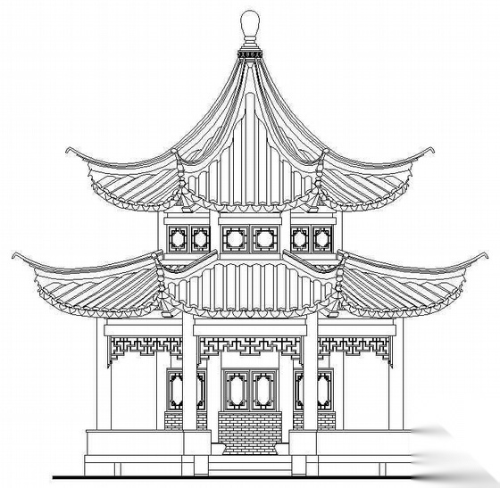 某古建十六柱八角重檐亭建筑施工图