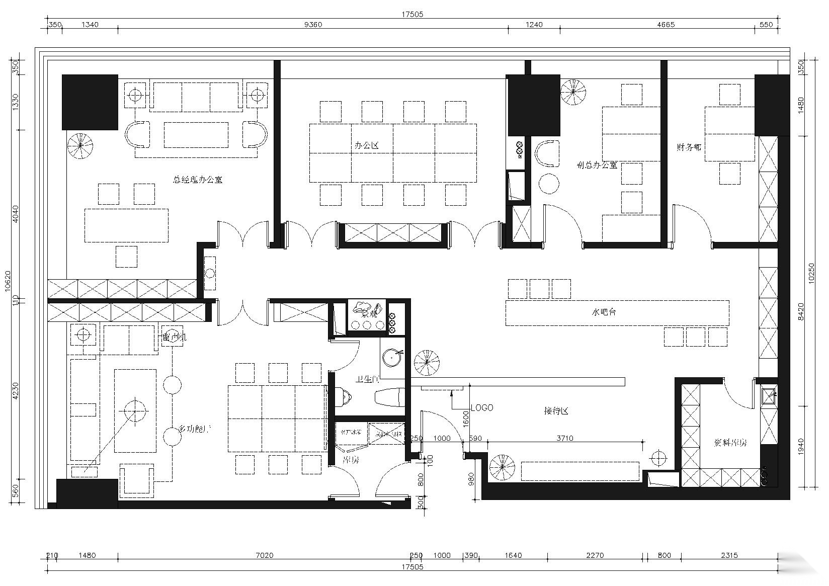 [广州]云峰投资公司办公室室内施工图+实景