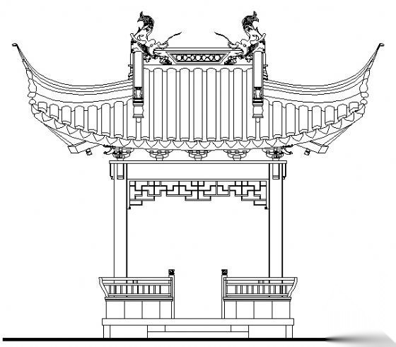 古建亭子建筑方案图系列-歇山方亭