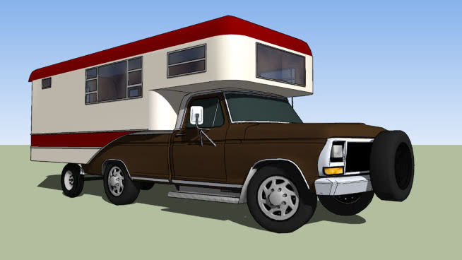 1979福特F250和1976天生自由露营车 野营游乐 小型皮卡 大型拖车 活动房屋
