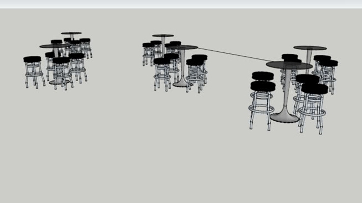 吧台吧椅组合 草图大师模型