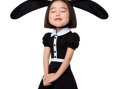 兔耳少女雕塑