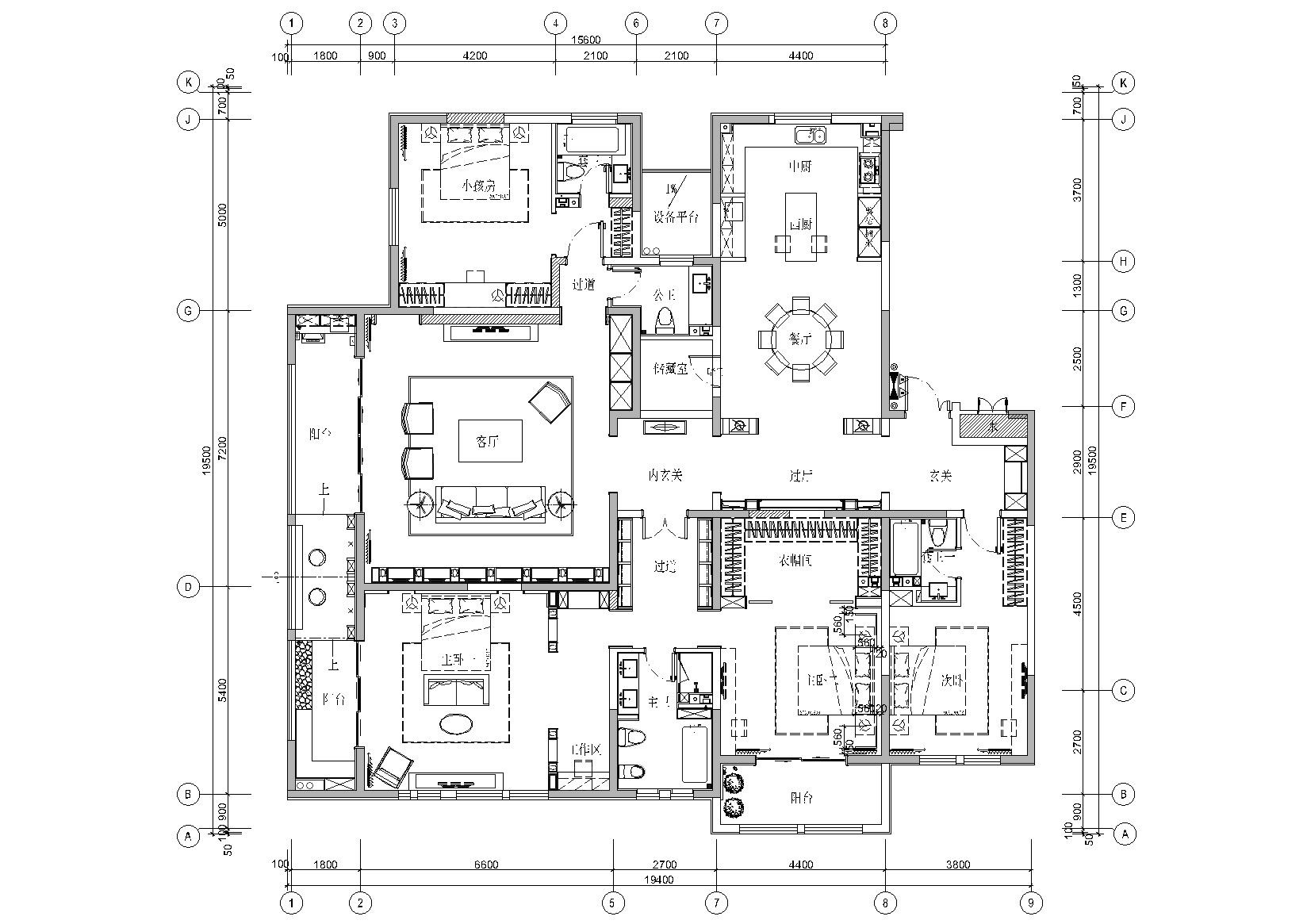 [济宁]聚舍-森泰御城上院中式样板房施工图 平层