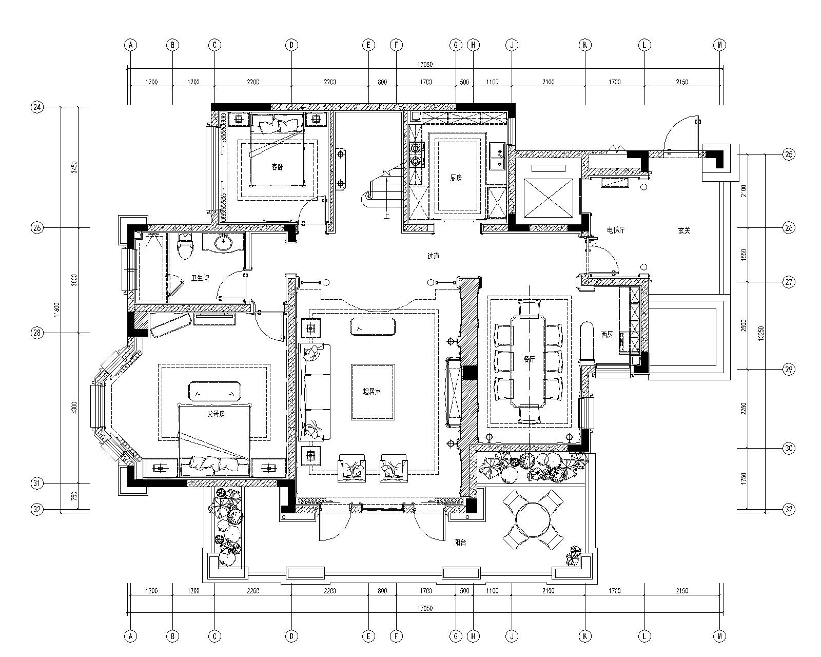 [江苏]南京大华锦绣华城香鸢美颂四居室样板房全套CAD... 大平层