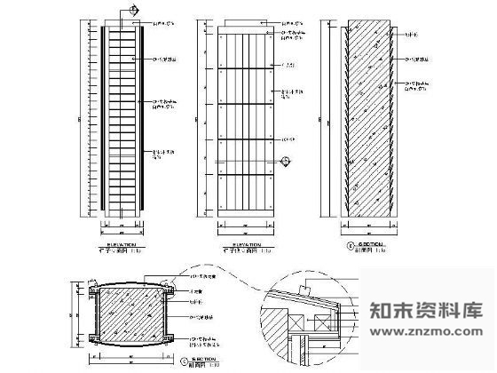 木饰装饰柱详图 施工图