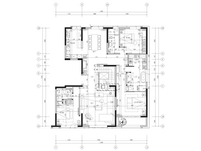 [郑州]220㎡三层四居别墅样板间装修施工图