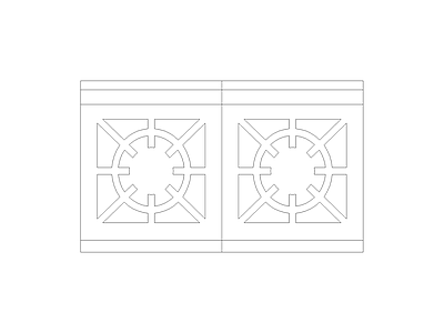 工装厨房图块灶具图块图块 双头矮汤炉