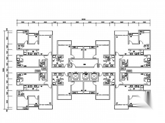 [重庆]某公租房一梯十二户户型图