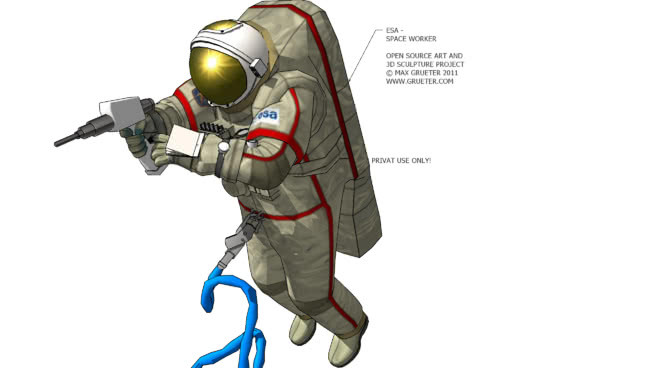 欧洲航天局的太空工人制造的太空服。 机器 头盔 氧气面罩