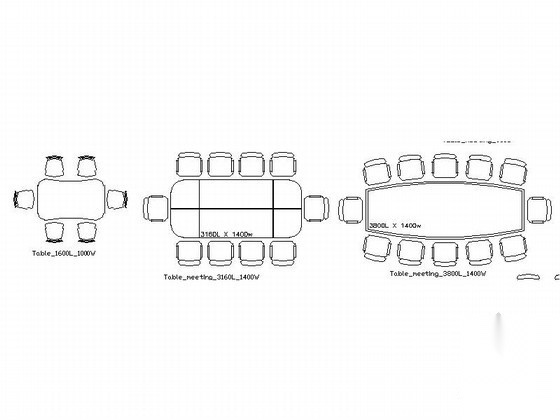 办公会议桌CAD图块