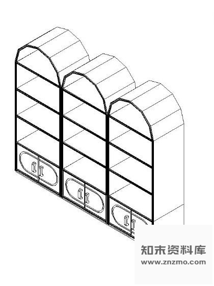 图块/节点书柜CAD三维图块5