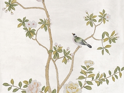 degournay-花鸟壁纸 中式壁画