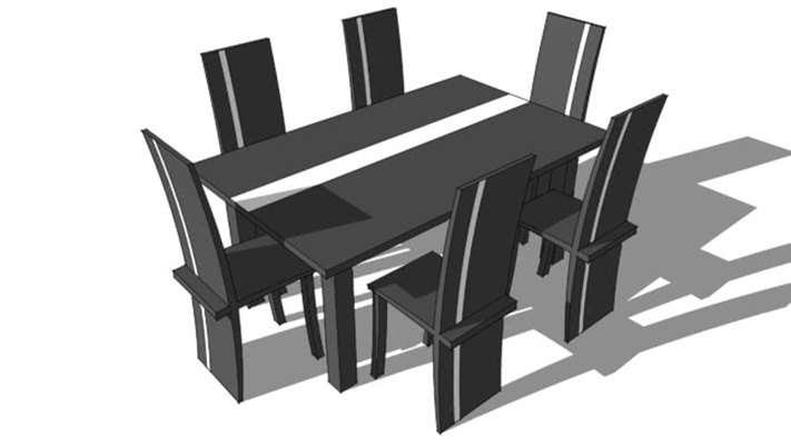 餐桌椅组合 草图大师模型