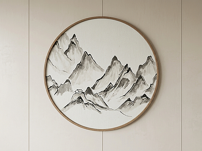 圆形山水挂画山水画