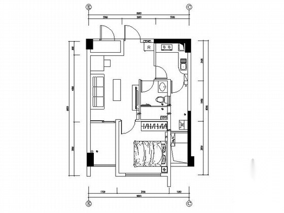 现代简单一居室A-1户型装修图 公寓