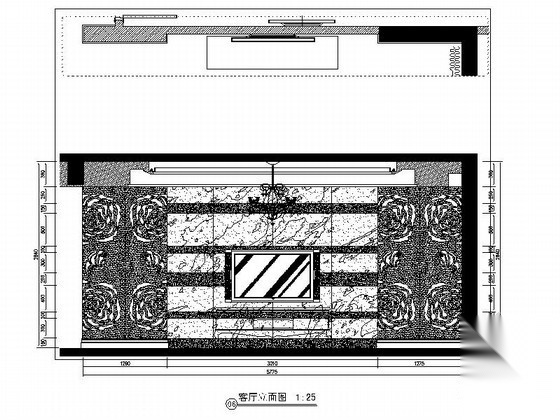 [重庆]某欧式四居室电视墙立面图 墙面通用节点