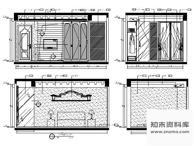 别墅老人房卧室立面 施工图