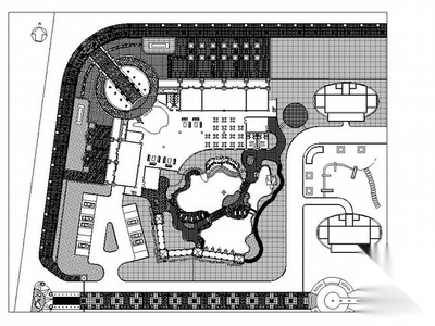 居住区会所周边环境园林景观工程施工图 居住区景观