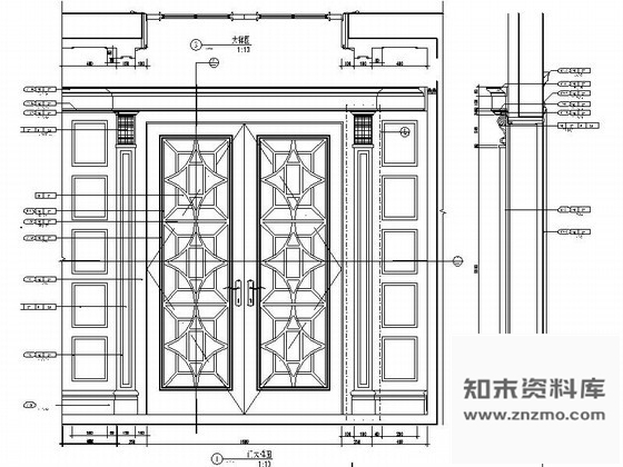 图块/节点欧式双扇门详图 通用节点