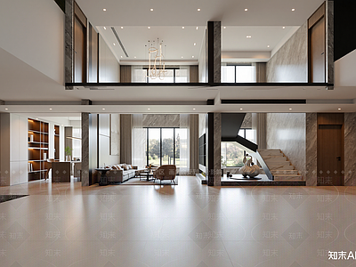 现代挑空客厅