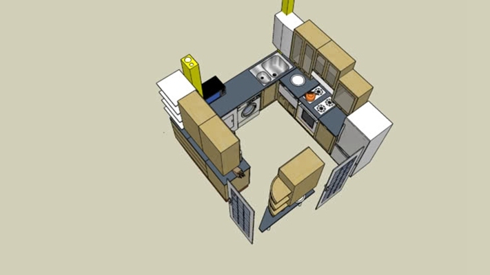 家居封闭厨房 草图大师模型