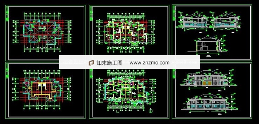 几套联排别墅建筑图