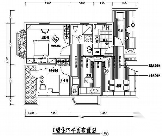 三居室住房装修图 平层