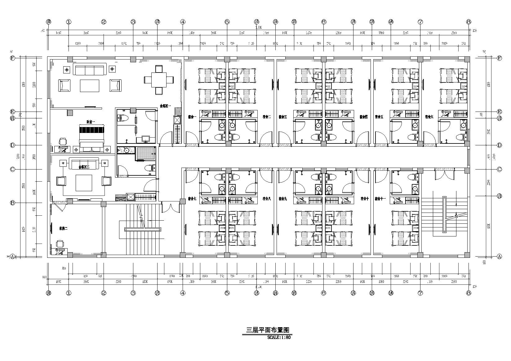 [福建]大田县检察院附属楼施工图+效果图