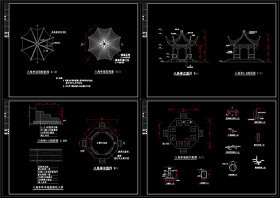 八角亭方案CAD景观图纸