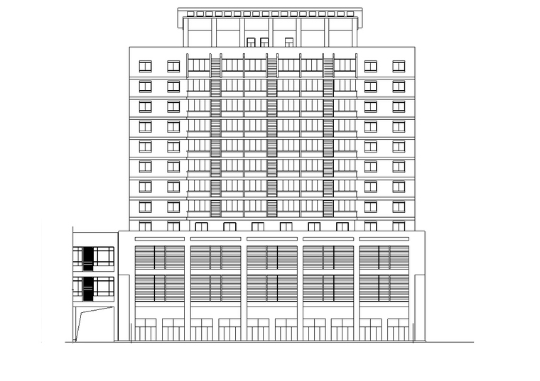 12层商业办公综合楼建筑设计（方案CAD）