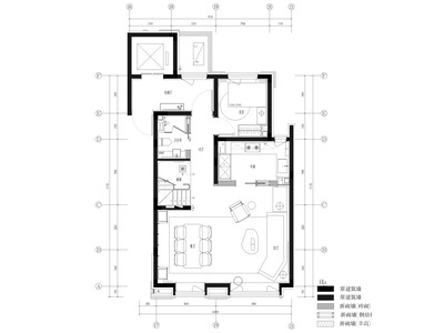 [天津]227㎡三居室中叠别墅装修设计施工图