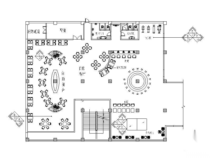 某休闲酒店自助餐厅施工图