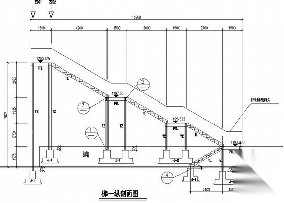 室外新增多跑钢楼梯节点构造详图 节点