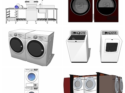 现代洗衣机组合 滚筒洗衣机