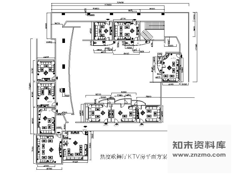 施工图某歌舞厅KTV包间装修图