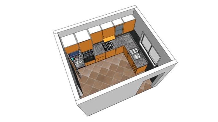 家居开放厨房 草图大师模型