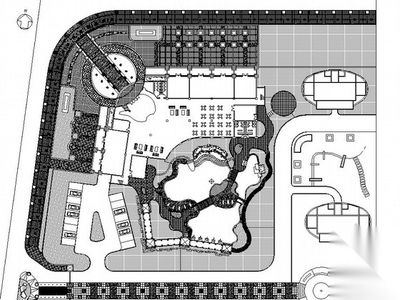 居住区会所周边环境园林景观园建施工图 居住区景观