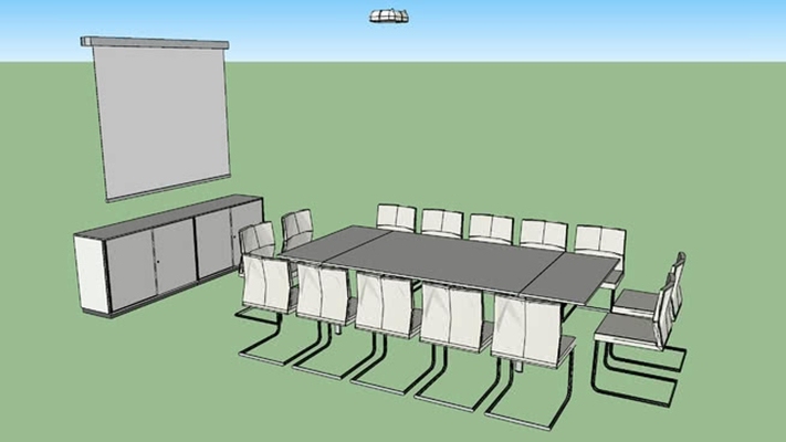办公桌椅组合 草图大师模型